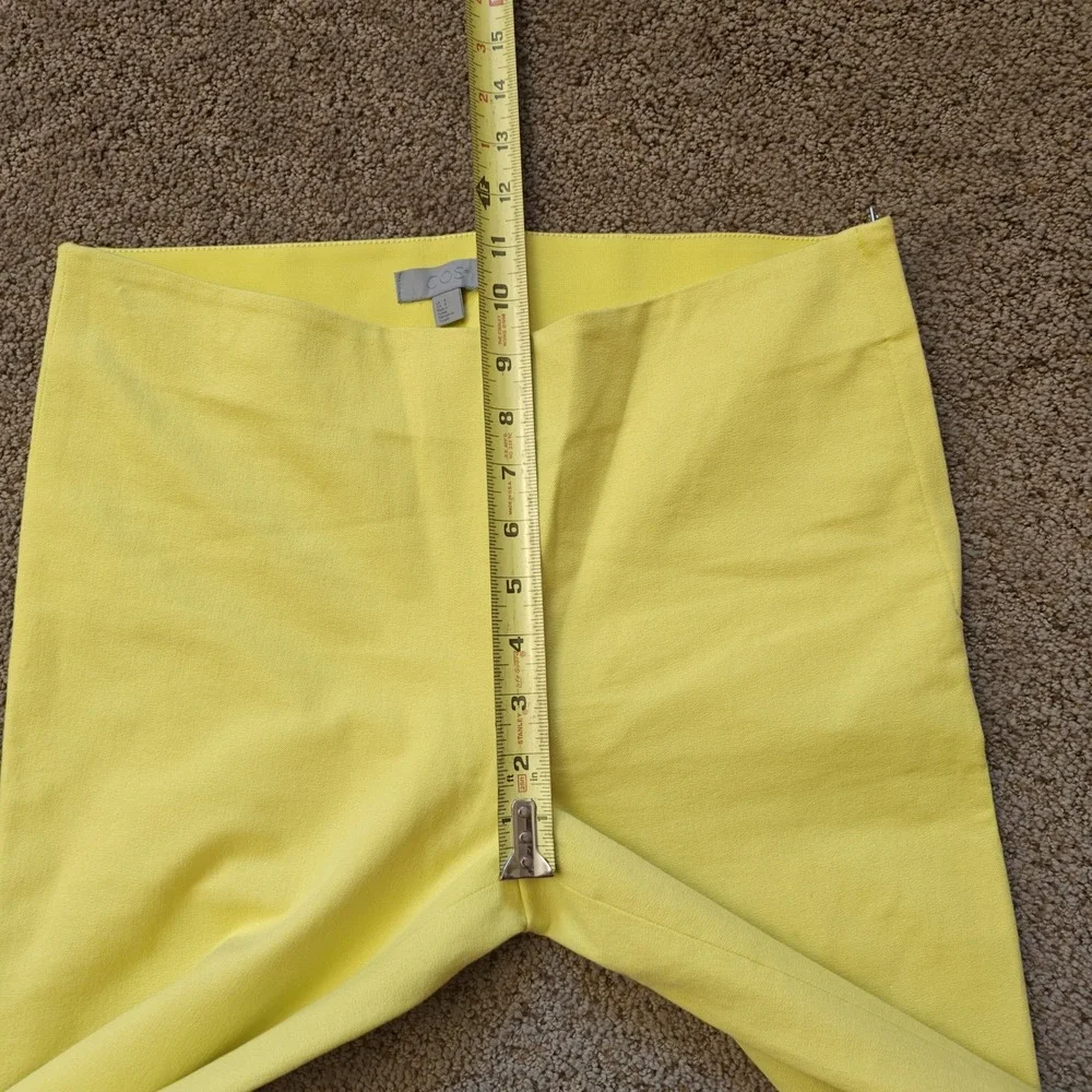 COS Womens Yellow Slim Leg‎ Side Zip Ankle Zip Trousers Pants Size 8 Stretch